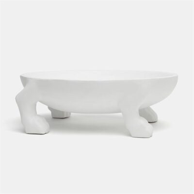 White paw-footed resin bowl on display