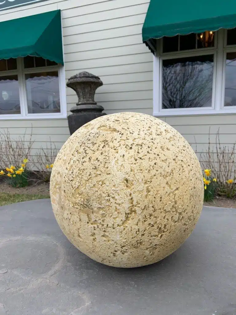 Large Oversized Ball Object in Rough Dark Gray Concrete, 30"D x 31"H, 65 Pounds