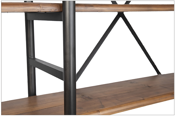 Portebello bookcase with metal frame and wooden shelves