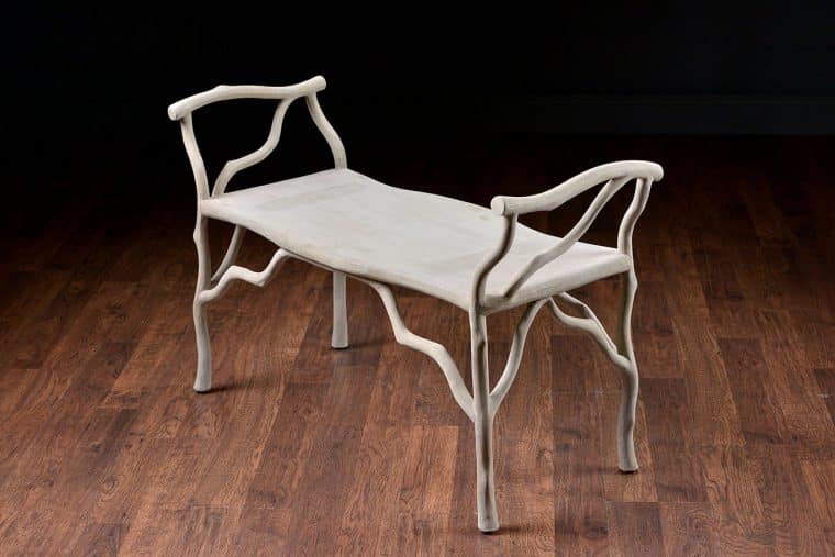 Faux Bois Boris Concrete Bench with Twig Details