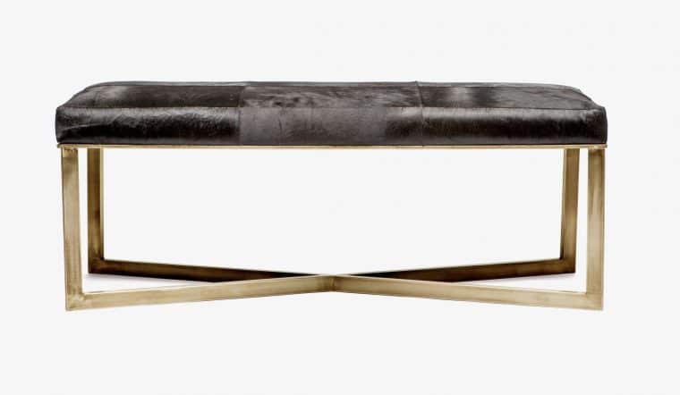 Raul Grey Leather Double Bench