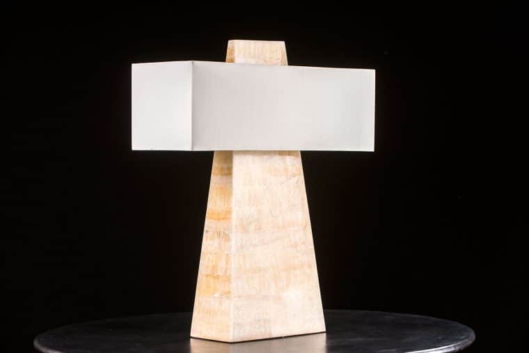 Modern Faux Bone Obelisk Table Lamp