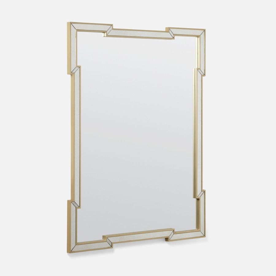 Nadine Mirror with Antiqued Frame, Close-up Front View.