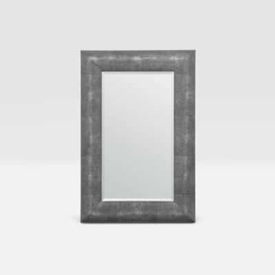 Grey faux shagreen mirror with wide dome, side profile view.