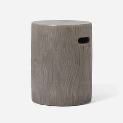 Blanche Concrete Faux Bois Garden Stool