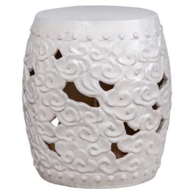 Round White Cloud Ceramic Stool