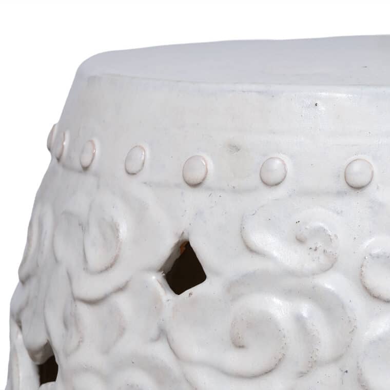Round White Cloud Ceramic Stool - Image 2