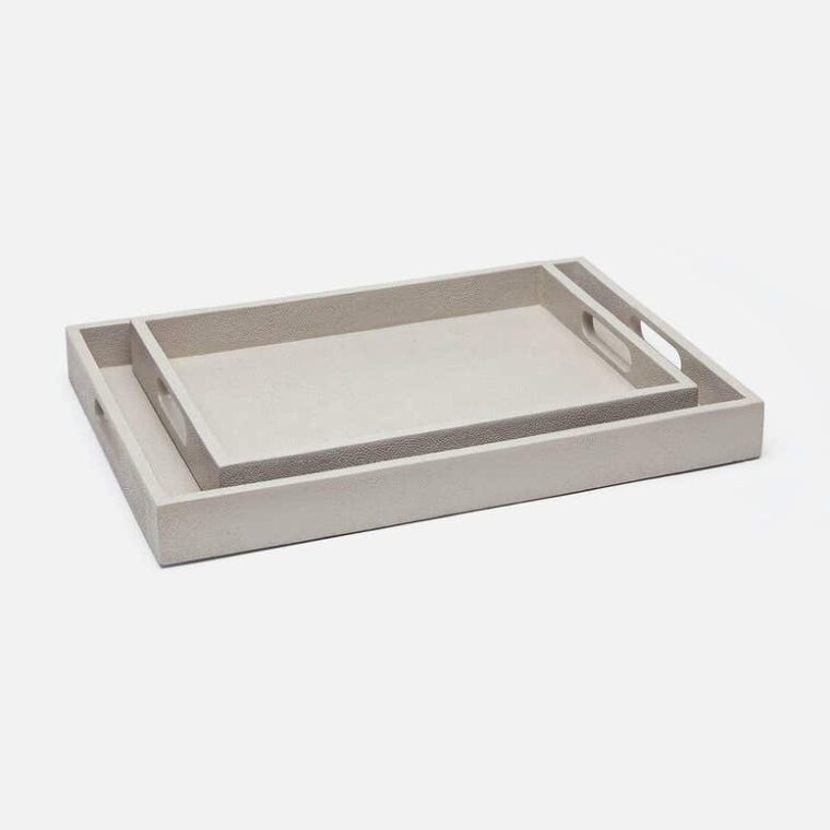 Multi Colored Rectangular Faux Shagreen Trays - Image 2