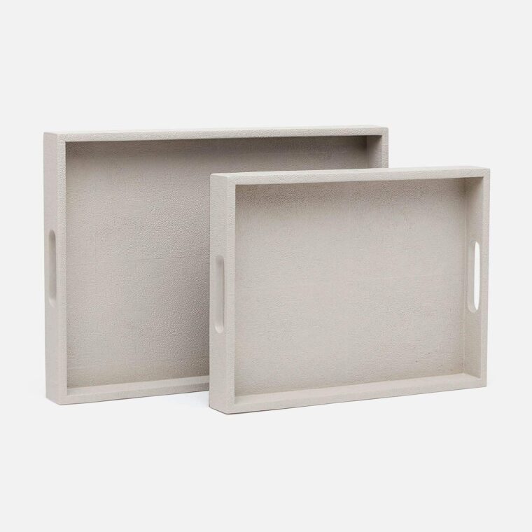 Multi Colored Rectangular Faux Shagreen Trays