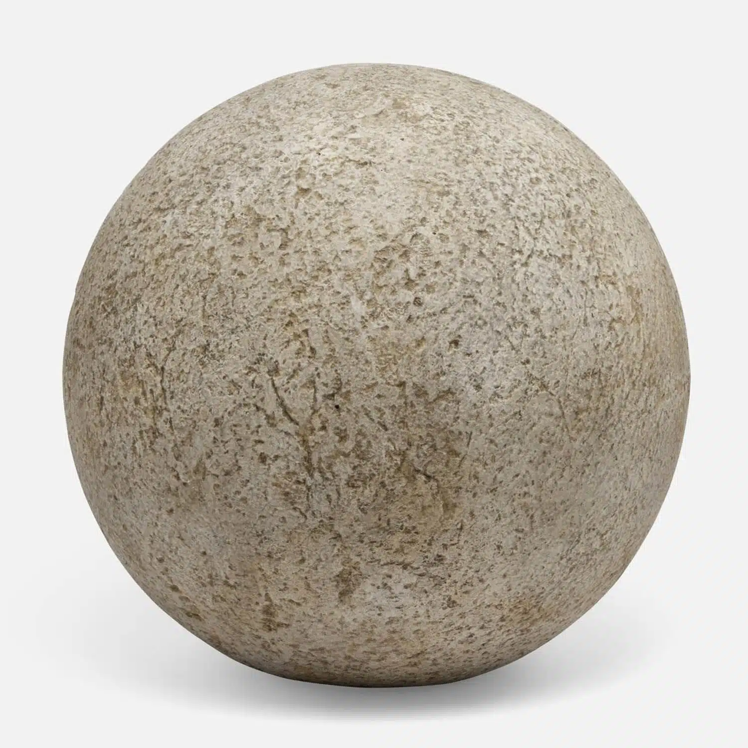 Oversized sphere-shaped garden ornament in rough dark gray concrete, 30 inches in diameter and approximately 65 pounds, presented in a close-up view.
