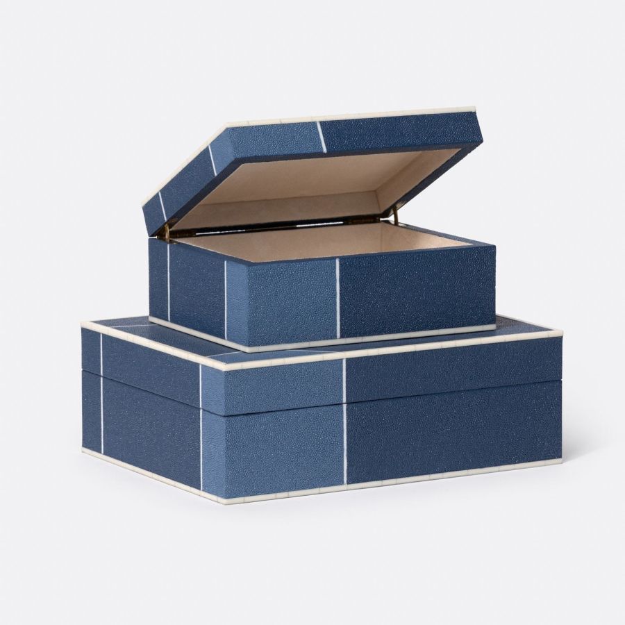Large Faux Shagreen Brick Box in Geometric Pattern, 13"L x 10"W x 4.5"H, AH-1420-LGBRICK.