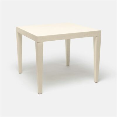 Off-white Sorn faux shagreen game table with clean lines and four sturdy legs.