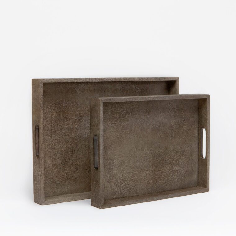 Multi Colored Rectangular Faux Shagreen Trays - Image 3