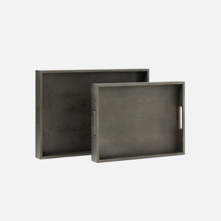 Multi Colored Rectangular Faux Shagreen Trays - Image 5