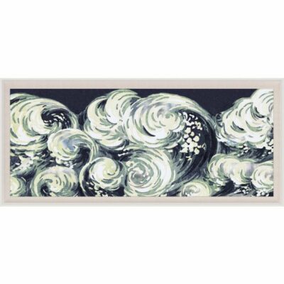 Wave artwork in acrylic frame, 34" x 82".