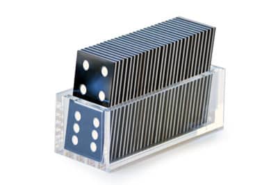 Acrylic domino set on a white background