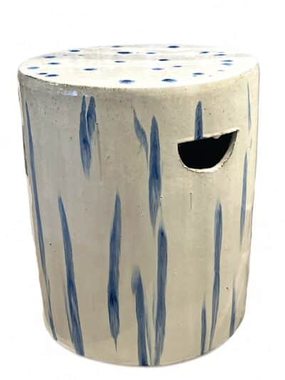 Round Blue and White Pillar Stool
