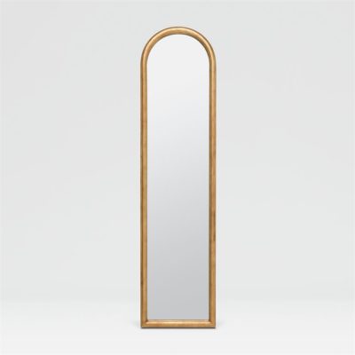 Gold leaf floor mirror with an arched top