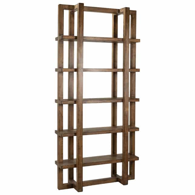 Hans Reclaimed Wood Bookcase - Front View, Light White Wash Finish