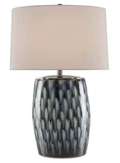 Martin Ceramic Blue Feather Like Table Lamp