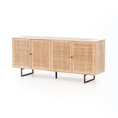 Natural Mango Wood and Cane Buffet
