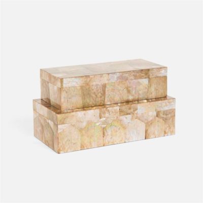 A large decorative box with a marbled brown lip crackled shell pattern, showcasing its intricate design and detailed craftsmanship.