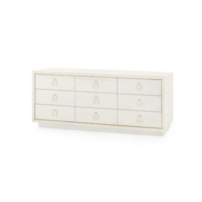 Extra Large 9 Drawer Grasscloth Dresser