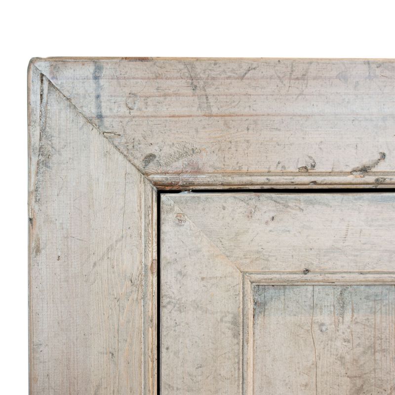 Rustic pine buffet with two doors and reclaimed wood construction.