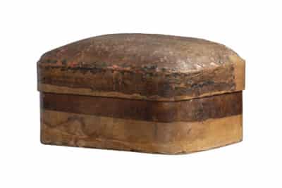Antique paper mache box with lid, Shanghai, circa 1940s, may require additional shipping costs due to size and condition.