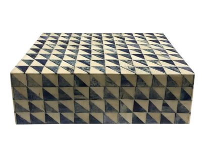 Blue and white geometric box