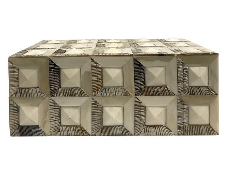 Large, intricately designed box with a diamond etched pattern, presented in a close-up view.