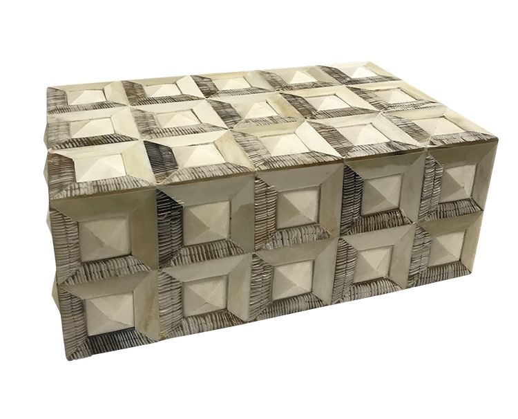 Diamond patterned box on white background