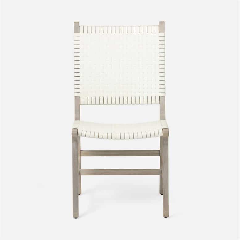 Close-up of Hammond Faux Rattan Side Chair in Flat White.