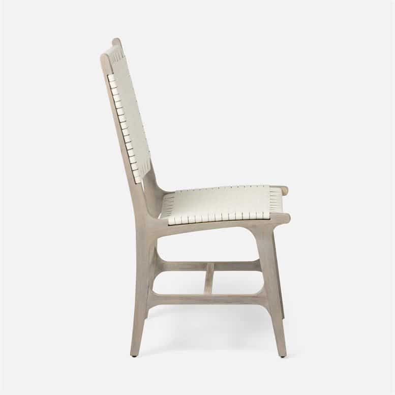 Outdoor Hammond Side Chair in Flat White Faux Rattan.