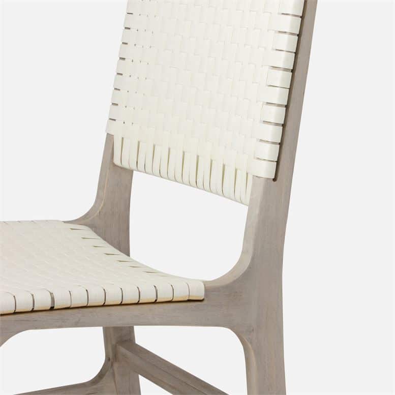 Outdoor Hammond Side Chair in Flat White Faux Rattan.