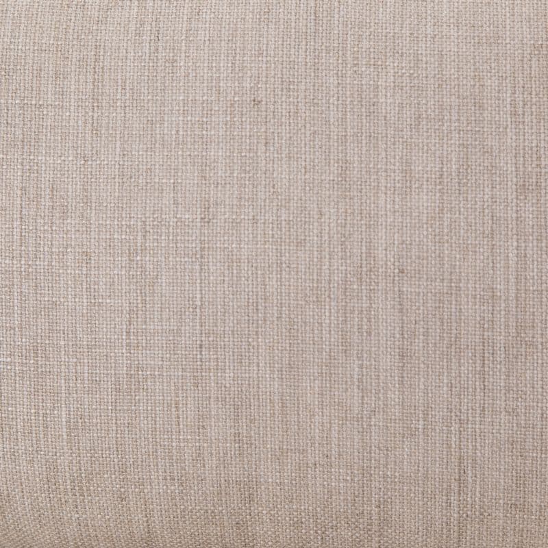 The image displays a sectional sofa with upholstery showcasing the back cushion which is made from 100 feather fiber blend material The