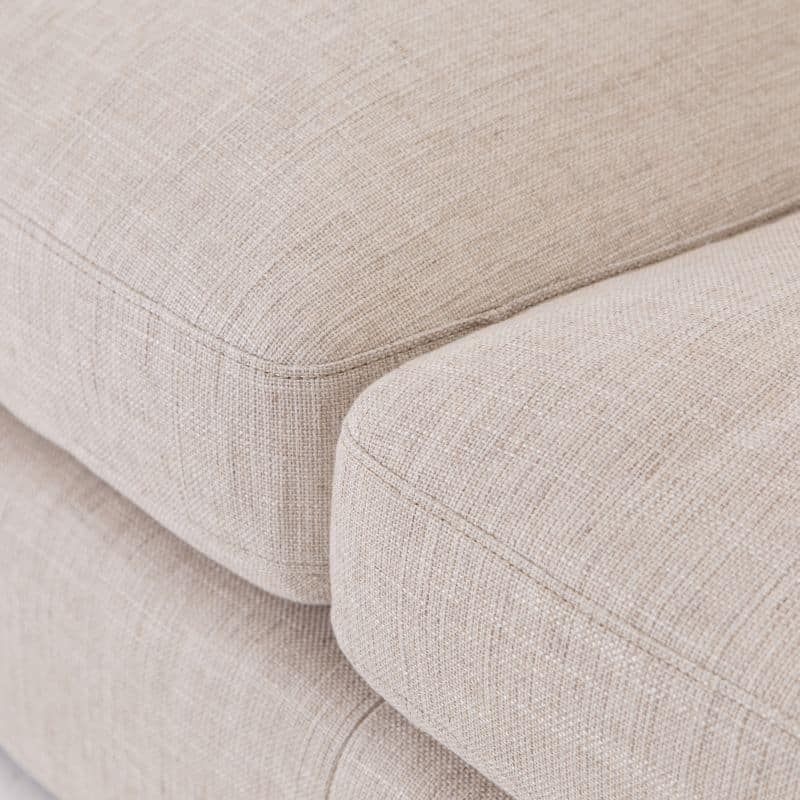 Blaine sofa with fabric upholstery, showcasing its design and materials in a close-up view.