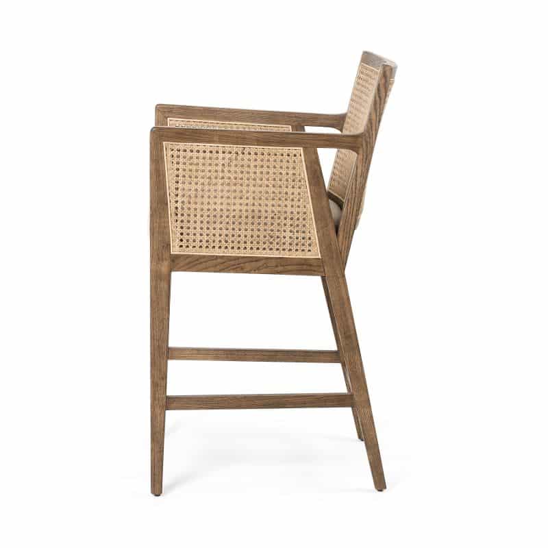 Olivia Cane Counter Stool with Brushed Ebony frame and High Performance Fabric seat.
