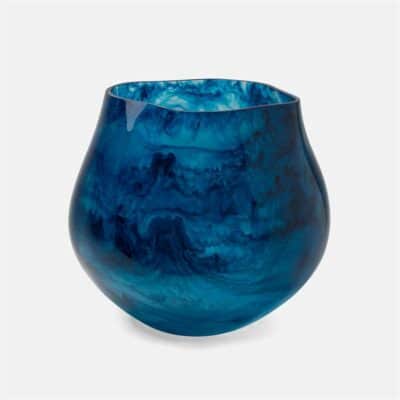 Blue resin organically shaped vase.