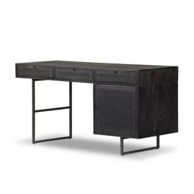 Mid-Century Style Cane and Mango Wood Desk