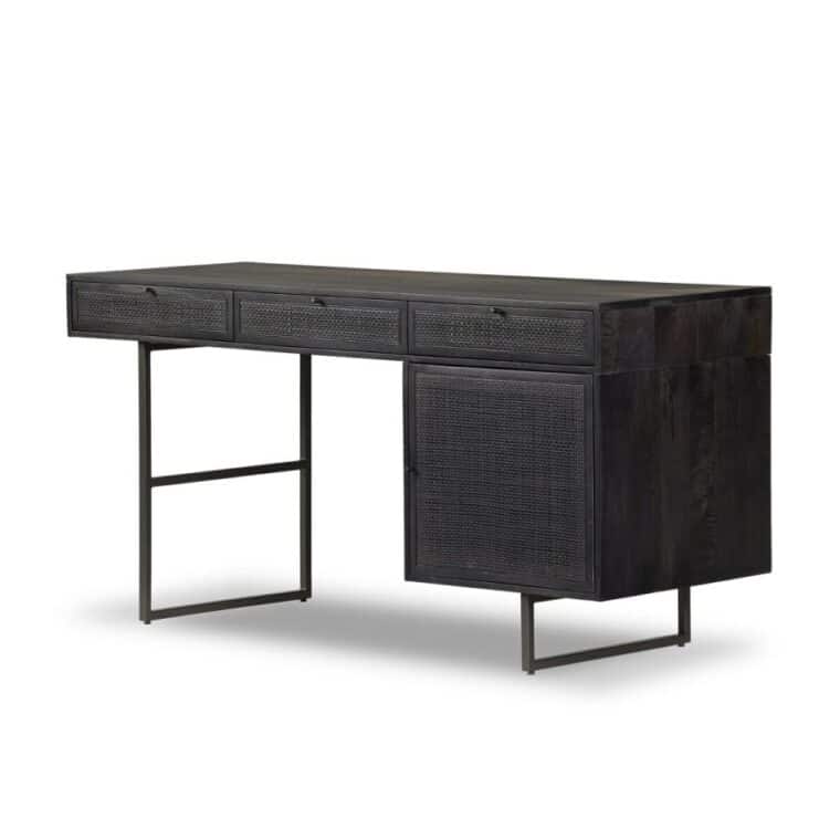 Mid-Century Style Cane and Mango Wood Desk