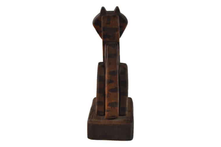 Vintage carved pine and painted tiger sculpture by Italian artist Vallaza, circa 1975.