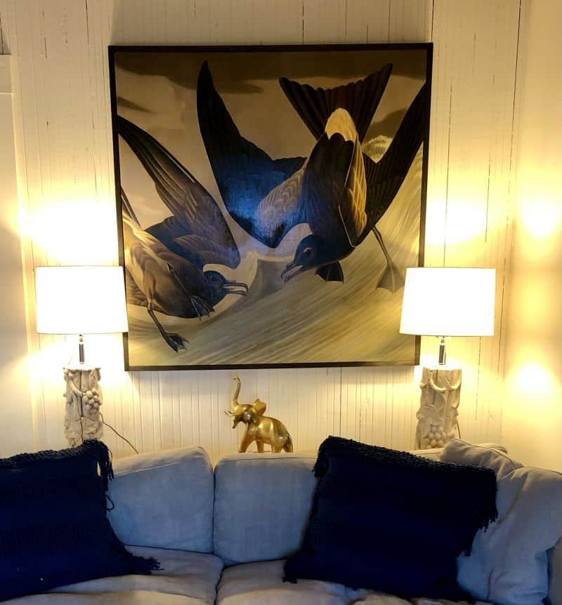 Large Fork Tail Petrels Framed Painting Hand Painted Oil on Canvas 2 Birds in Flight Aged Patina on Frame 1 in New