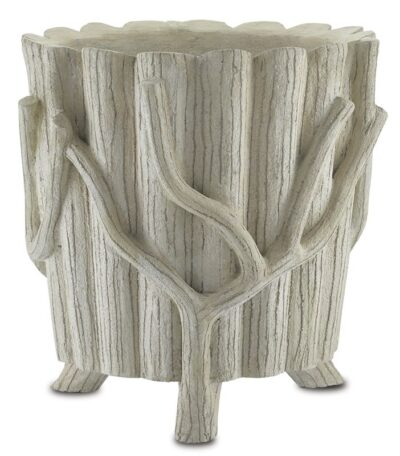 Faux bois concrete planter with tree trunk design, 54 pounds.