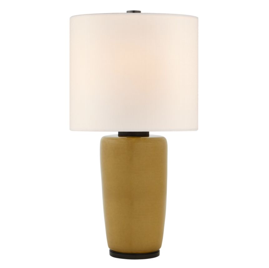 Large Chado table lamp with linen shade in moss color.