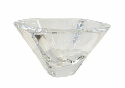 Vintage Orrefors glass bowl with intricate design and number on bottom.