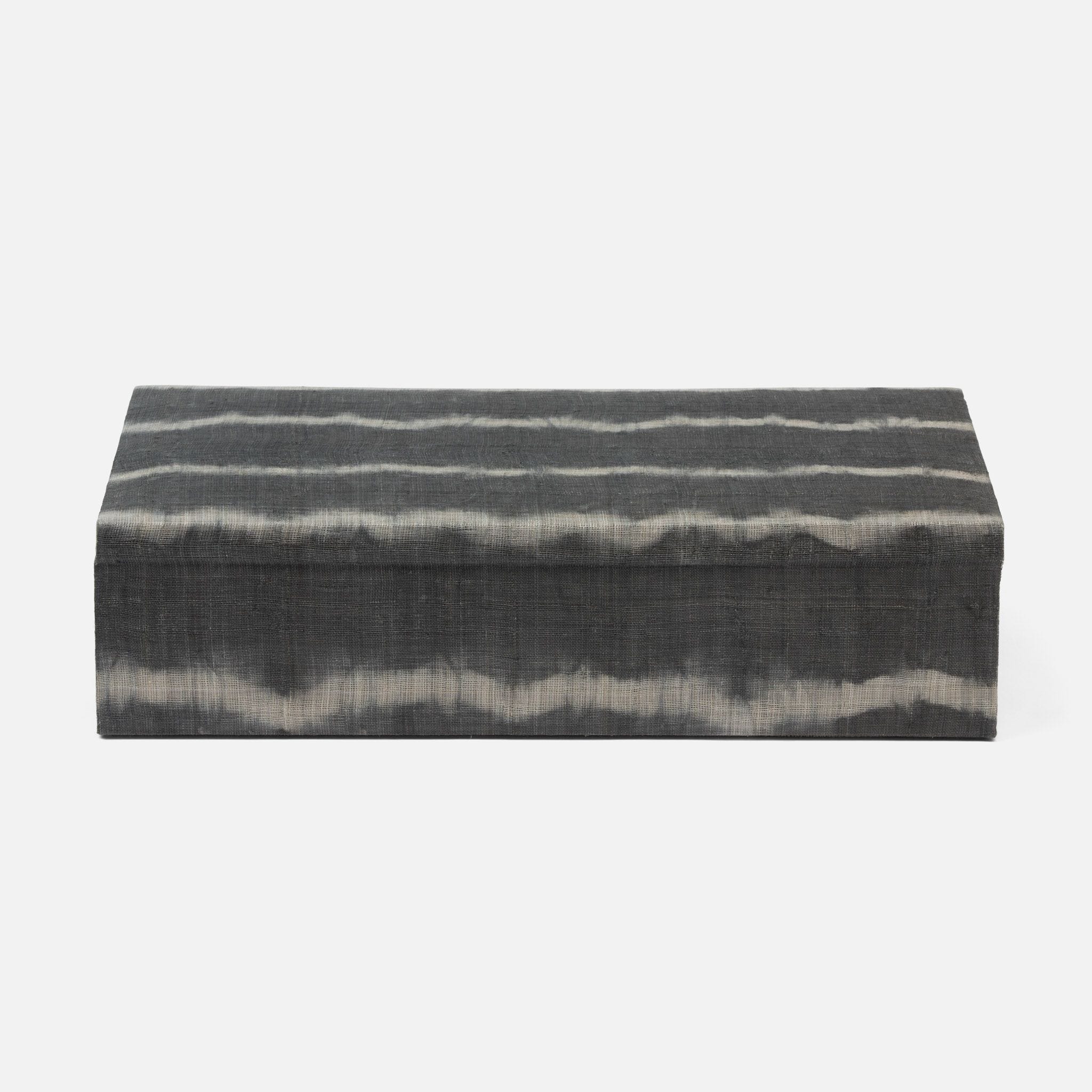 Tie Dye Box in Shiny Abaca with Light Rattan Lining Blue Tie Dye Pattern 13 L x 6 5 W x 2