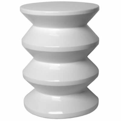 Hand-fired ceramic stool with a spiral design stacked on top of each other available in various colors including white green gray and