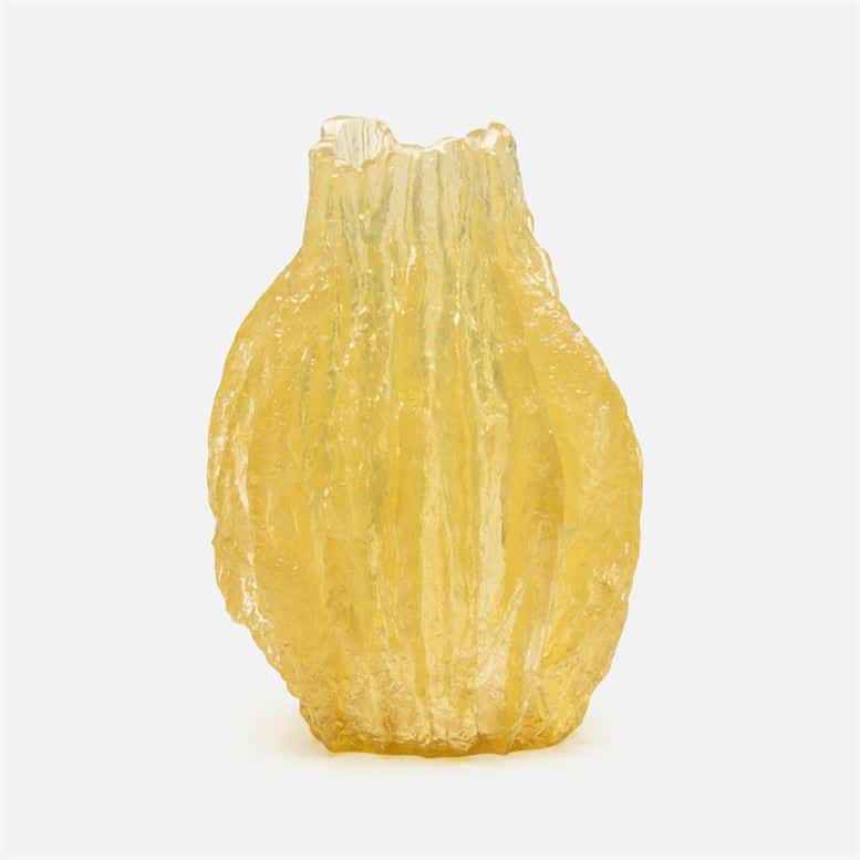 Small Mercer Vase in green translucent resin, showcasing its smooth texture and unique design.