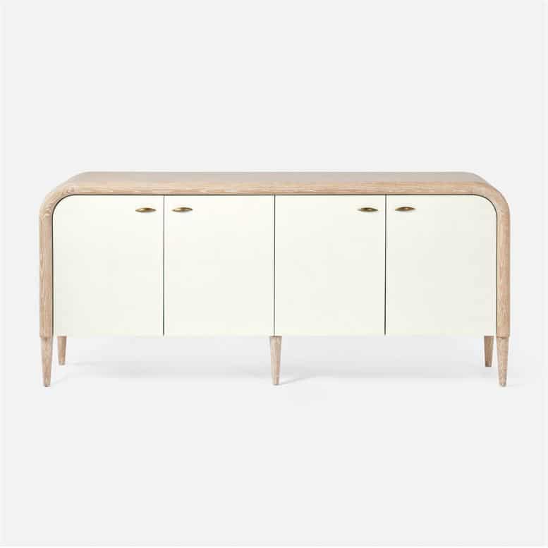 Whitewashed oak vintage faux shagreen buffet, available in French gray, off-white or pristine.